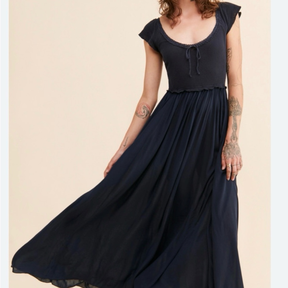 Free People Eloise maxi dress navy small